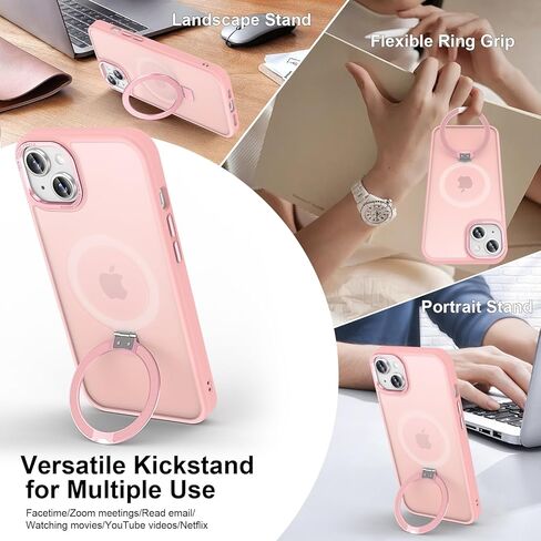 Magnetic for iPhone 17 Pro Case مع Ring Stand ، [حماية 10 أقدام من الانخفاض] [لمسة مخملية] حالة هاتف مكافحة صدمية شفافة غير مريحة لـ iPhone 17 Pro 6.3 '، Midnight Green in Kuwait