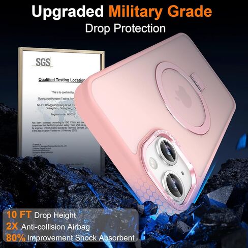 Magnetic for iPhone 17 Pro Case مع Ring Stand ، [حماية 10 أقدام من الانخفاض] [لمسة مخملية] حالة هاتف مكافحة صدمية شفافة غير مريحة لـ iPhone 17 Pro 6.3 '، Midnight Green in Kuwait