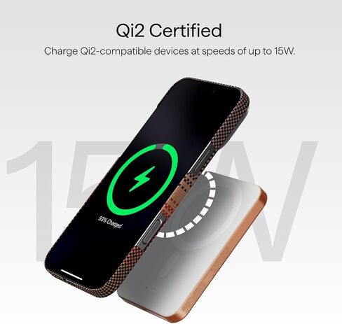 Pitaka Portable Charger Power Bank QI2 ، حزمة بطارية Magsafe Slim 5000mAh لـ iPhone 17/16/15/14/13/12 ، منفذ USB-C ، ألياف أراميد مصنوعة ، أسود/رمادي (Twill) in Saudi Arabia