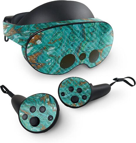 MightySkins Carbon Fiber Skin Compatible with Meta Quest Pro - Turquoise Ripple | Protective, Durable Textured Carbon Fiber Finish | Easy to Apply, Remove, and Change Styles | Made in The USA in Saudi Arabia