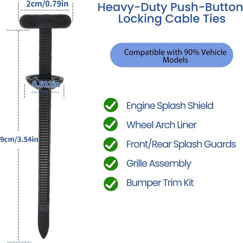 100Pcs Nylon Universal Cable Tie Buckle, Automotive Zipper Clips, Plastic Rivet T Zip with Pin & Button Design, Multifunctional Cable Tie Buckle for Car Daily Repair, Home, Office, Garden in Saudi Arabia
