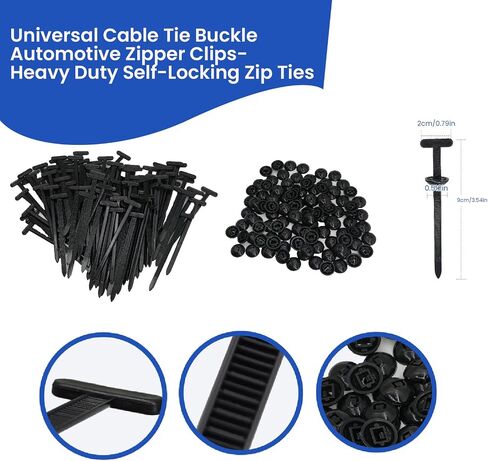 100Pcs Nylon Universal Cable Tie Buckle, Automotive Zipper Clips, Plastic Rivet T Zip with Pin & Button Design, Multifunctional Cable Tie Buckle for Car Daily Repair, Home, Office, Garden in Saudi Arabia