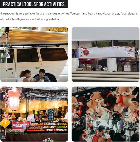 Shappy Canopy Hanging Clips Tent Clips for Booth Displays Camping | Adjustable Straps with Metal Hooks, Hanging Signs Lanterns Bags, Tent Shade Accessories Vendor Booth Events Camping in Kuwait
