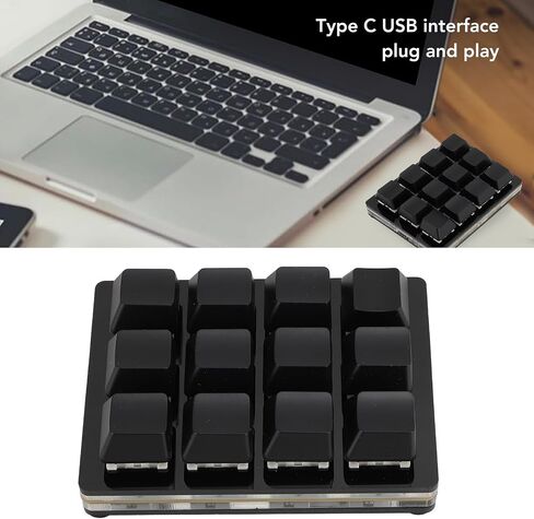Programmable Macro Keyboard, 12 Keys RGB Customizable Mechanical Gaming Keypad with Knob, Portable and Versatile USB C Wired Mini Keypad for Office, Industrial Control System in Saudi Arabia