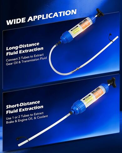 Orion Motor Tech Oil Extractor Pump, 200mL Manual Fluid Extractor for Power Steering Transmission Gear Oil & Brake Fluid Transfers, Auto Syringe Pump for ATV Boat Automotive with Flexible Hoses, Green in Kuwait