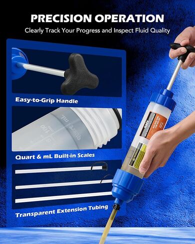 Orion Motor Tech Oil Extractor Pump, 200mL Manual Fluid Extractor for Power Steering Transmission Gear Oil & Brake Fluid Transfers, Auto Syringe Pump for ATV Boat Automotive with Flexible Hoses, Green in Kuwait