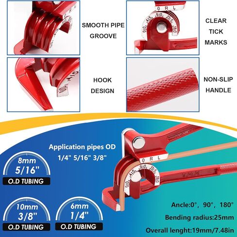 smseace 1/4" Brake Line Flaring Tools kit Including Tubing Bender，Flaring Tool ，25Ft. 1/4" Brake Tubing, Fittings(16pcs Fittings,2pcs Union+4pcs Nut) and Cutter Brake Repair Brake Flaring Tools in Kuwait