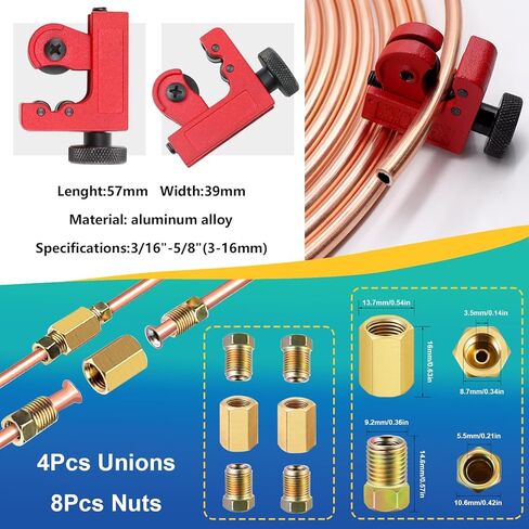 smseace 1/4" Brake Line Flaring Tools kit Including Tubing Bender，Flaring Tool ，25Ft. 1/4" Brake Tubing, Fittings(16pcs Fittings,2pcs Union+4pcs Nut) and Cutter Brake Repair Brake Flaring Tools in Kuwait