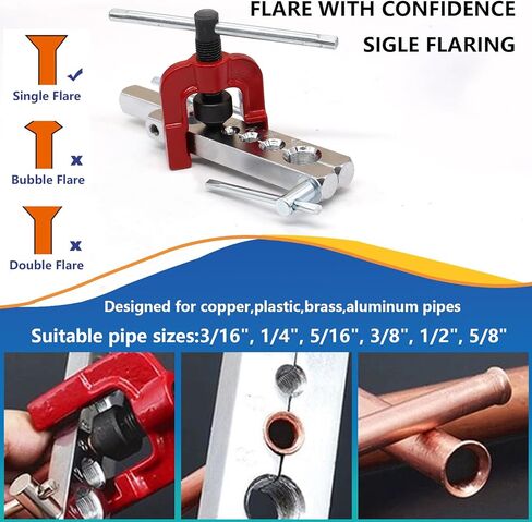 smseace 1/4" Brake Line Flaring Tools kit Including Tubing Bender，Flaring Tool ，25Ft. 1/4" Brake Tubing, Fittings(16pcs Fittings,2pcs Union+4pcs Nut) and Cutter Brake Repair Brake Flaring Tools in Kuwait