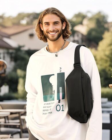 Fanny Pack for Men & Women | Adjustable Waist Bag (28-63 Inch Belt) – Large Waterproof Belt Bag for Hiking, Running, Travel, Gym | Phone Pouch with Zipper Pocket in Saudi Arabia