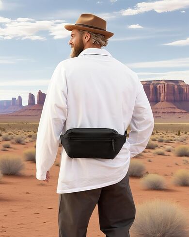 Fanny Pack for Men & Women | Adjustable Waist Bag (28-63 Inch Belt) – Large Waterproof Belt Bag for Hiking, Running, Travel, Gym | Phone Pouch with Zipper Pocket in Saudi Arabia