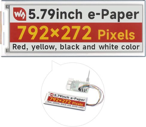Waveshare 5.79inch E-Paper Display Module, Compatible with Raspberry Pi 5/4B/3B/Zero/Zero W/Zero 2W/Pico/Pico W/Pico WH, 792x272, E-Ink Display, Red/Yellow/Black/White, SPI Interface in Saudi Arabia