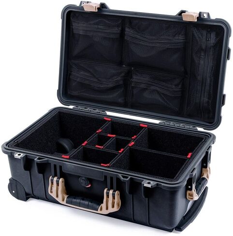 ColorCase Pelican Protector 1510 Carry-on Case Black - Medium Size Waterproof Case with TrekPak Divider System & Mesh Lid Organizer - Black Handles & Latches in Kuwait