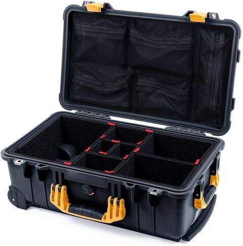 ColorCase Pelican Protector 1510 Carry-on Case Black - Medium Size Waterproof Case with TrekPak Divider System & Mesh Lid Organizer - Black Handles & Latches in Kuwait
