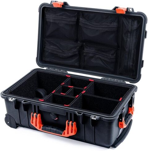 ColorCase Pelican Protector 1510 Carry-on Case Black - Medium Size Waterproof Case with TrekPak Divider System & Mesh Lid Organizer - Black Handles & Latches in Kuwait