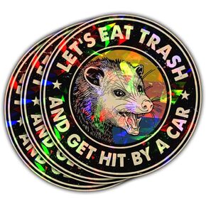 3pcs دعوا يأكلون القمامة وضرب من خلال ملصق سيارة مضحك ميم بوسوم الراكون يصرخ صناديق الصحة العقلية ، دعنا نأكل القمامة ونضرب ملصقات السيارة للهاتف المحمول زجاجة القبعة الصلبة 3 "(L1) in Kuwait