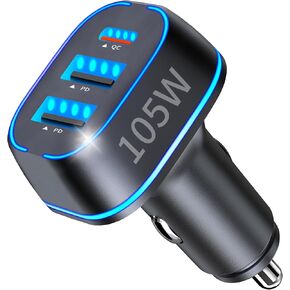 105W USB C Car Charger Adapter 3 Port Super Fast Charging, BAOYUANDA PD3.0 PPS 45W + QC 35W Cigarette Lighter Car USB Charger Multi Port for iPhone 15 14 Max Samsung Galaxy iPad MacBook Pro Air in Kuwait