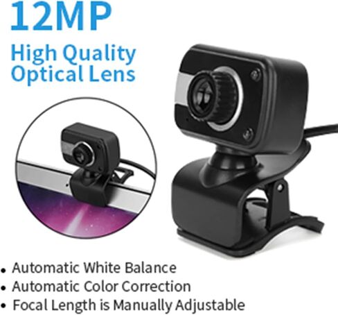 Yunir USB Web Camera 360 ° Camera HD Computer مع مصابيح Microphone و LED مدمجة لمؤتمرات الاتصال بالفيديو Skype MSN Yahoo ، كاميرا كمبيوتر محمول 1080 بكسل in Kuwait