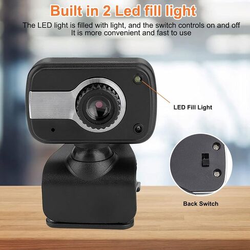 Yunir USB Web Camera 360 ° Camera HD Computer مع مصابيح Microphone و LED مدمجة لمؤتمرات الاتصال بالفيديو Skype MSN Yahoo ، كاميرا كمبيوتر محمول 1080 بكسل in Kuwait