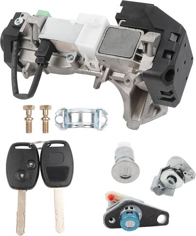 Dasbecan Ignition Switch Lock Cylinder Assembly Compatible with Honda Accord CRV FIT Odyssey Civic 2006-2011 06350-SAA-G30 35100-SDA-A71 (with Chip ID46 Keys) in Kuwait