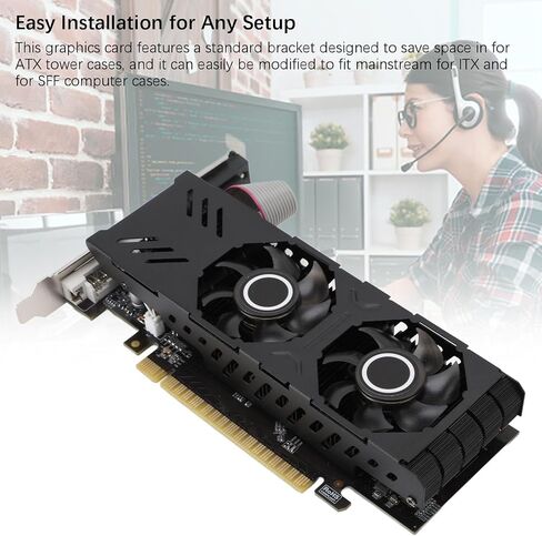 Asixxsix GT750 4GB GDDR5 128 Bit PC Graphics Card, Gaming Graphics Card with HD Display Interface VGA DVI Port PCI Express X16 3.0, for Desktop Computer in Saudi Arabia