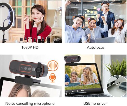 Yunseity Recognition Camera, 1080P USB Computer Camera with Noise Canceling Dual Mics, Plug and Play Autofocus Live Streaming Video Webcam for PC Laptop in Saudi Arabia