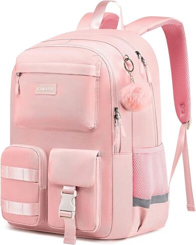 Girls Backpack for School with 15.6 Inch Laptop Compartment - Lightweight Bookbag Middle School to College, Ergonomic Back Support, 2 Compartments, Black in Kuwait