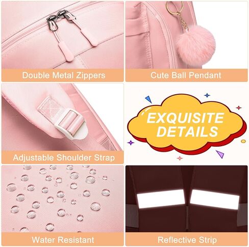 Girls Backpack for School with 15.6 Inch Laptop Compartment - Lightweight Bookbag Middle School to College, Ergonomic Back Support, 2 Compartments, Black in Kuwait