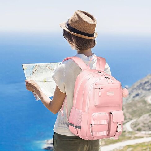 Girls Backpack for School with 15.6 Inch Laptop Compartment - Lightweight Bookbag Middle School to College, Ergonomic Back Support, 2 Compartments, Black in Kuwait