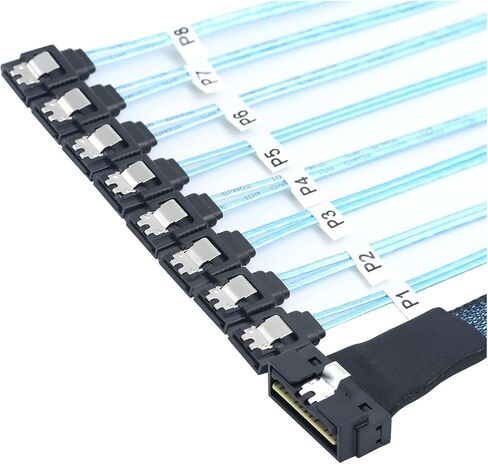 Slimline S/AS 4.0 LP Low Profile SFF-8654 8i 74pin to 8X SATA 7Pin Straight Server Internal Connection Cable(0.8M) in Saudi Arabia