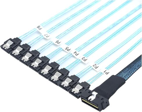 Slimline S/AS 4.0 LP Low Profile SFF-8654 8i 74pin to 8X SATA 7Pin Straight Server Internal Connection Cable(0.8M) in Saudi Arabia