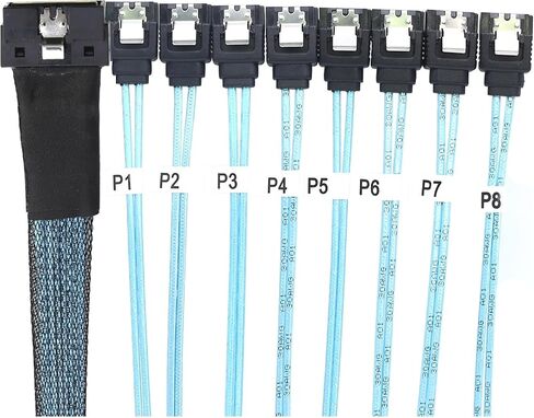 Slimline S/AS 4.0 LP Low Profile SFF-8654 8i 74pin to 8X SATA 7Pin Straight Server Internal Connection Cable(0.8M) in Saudi Arabia