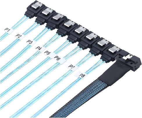 Slimline S/AS 4.0 LP Low Profile SFF-8654 8i 74pin to 8X SATA 7Pin Straight Server Internal Connection Cable(0.8M) in Saudi Arabia