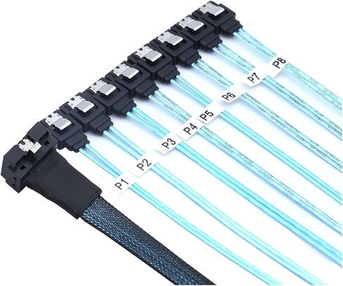 Slimline S/AS 4.0 LP Low Profile SFF-8654 8i 74pin to 8X SATA 7Pin Straight Server Internal Connection Cable(0.8M) in Saudi Arabia