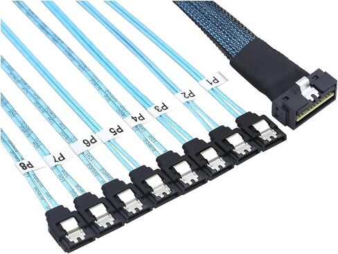 Slimline S/AS 4.0 LP Low Profile SFF-8654 8i 74pin to 8X SATA 7Pin Straight Server Internal Connection Cable(0.8M) in Saudi Arabia