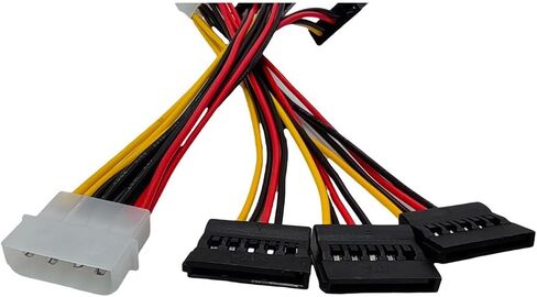4Pin to 3X Sata 15Pin Splitter Connector Power Supply Cable Adapter Male LP4 4 Pin IDE to HDD Hard Drive ATA Female Port in Saudi Arabia