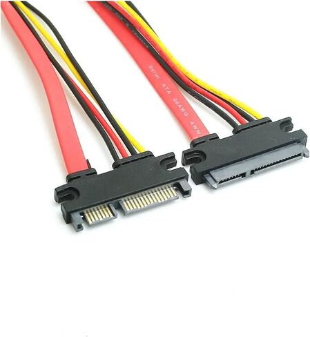 H&*igh qu>ality 22Pin Male to Female 7+15 Pin SATA Data Power 2 in 1 Extension Cable for Computer PC(0.2m) in Saudi Arabia