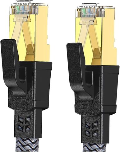 CAT8 Ethernet Cable 40GBPS Flat NYLON NYLON NETWORD LAN CORD لأجهزة الكمبيوتر المودم PS 5 ROUTER RJ45 CABLE ETHERNET CAT 8 (10M) in Kuwait