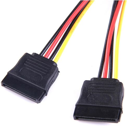 1PCS Serial ATA SATA 4 PIN IDE إلى 2 من 15 PIN HDD Adapter Cable الترويج في جميع أنحاء العالم in Saudi Arabia