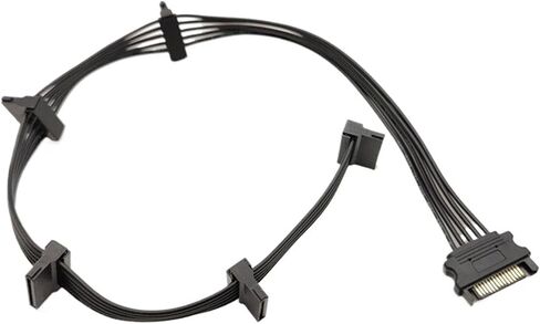 15pin sata/4pin ، فاصل كابل مزود الطاقة محرك الأقراص الصلبة 1 ذكور إلى 5 سلك الطاقة الإناث لكتاب DIY Sever (4pin) in Saudi Arabia