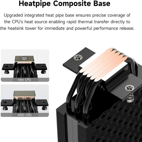 PCCOOLER CPU Air Cooler, 5×6mm Heat Pipes, 120mm ARGB Fan, Hydraulic Bearing, High Airflow 73.3CFM, Compatible with Intel LGA115X/1200/1700/1851 & AMD AM4/AM5（RT500 TC BK） in Kuwait