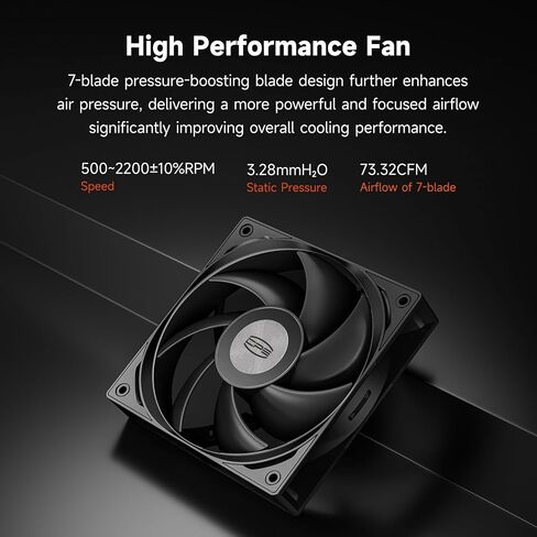 PCCOOLER CPU Air Cooler, 5×6mm Heat Pipes, 120mm ARGB Fan, Hydraulic Bearing, High Airflow 73.3CFM, Compatible with Intel LGA115X/1200/1700/1851 & AMD AM4/AM5（RT500 TC BK） in Kuwait