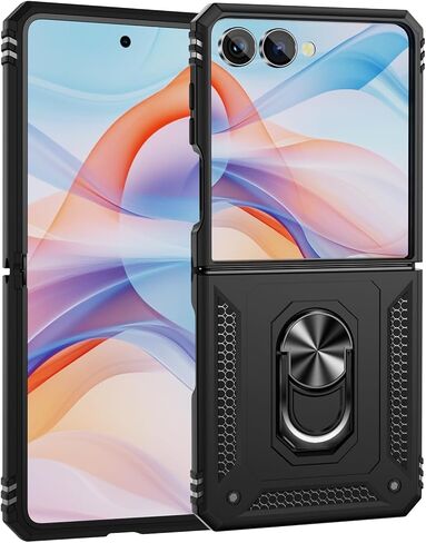 ONOLA Compatible with Samsung Galaxy Z Flip 7 Case with Hinge Protection and 360°Rotate Ring Magnetic Kickstand. [Military-Grade] Phone Case for Galaxy Z Flip 7, Black in Kuwait