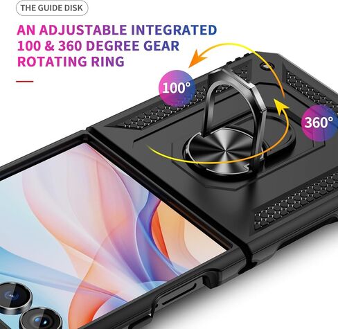 ONOLA Compatible with Samsung Galaxy Z Flip 7 Case with Hinge Protection and 360°Rotate Ring Magnetic Kickstand. [Military-Grade] Phone Case for Galaxy Z Flip 7, Black in Kuwait