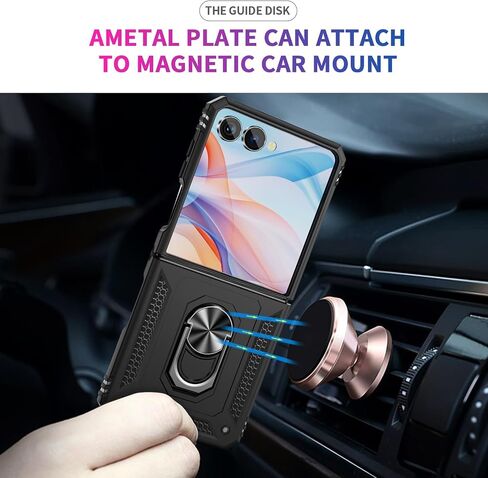 Onola متوافق مع Samsung Galaxy Z Flip 7 Case مع حماية المفصلات و 360 درجة تدور حول الدائري المغناطيسي. [الجودة العسكرية] قضية الهاتف لـ Galaxy Z Flip 7 ، Black in Kuwait