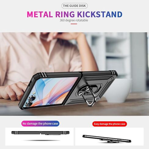 Onola متوافق مع Samsung Galaxy Z Flip 7 Case مع حماية المفصلات و 360 درجة تدور حول الدائري المغناطيسي. [الجودة العسكرية] قضية الهاتف لـ Galaxy Z Flip 7 ، Black in Kuwait