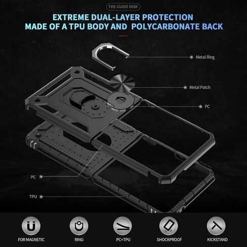 Onola متوافق مع Samsung Galaxy Z Flip 7 Case مع حماية المفصلات و 360 درجة تدور حول الدائري المغناطيسي. [الجودة العسكرية] قضية الهاتف لـ Galaxy Z Flip 7 ، Black in Kuwait