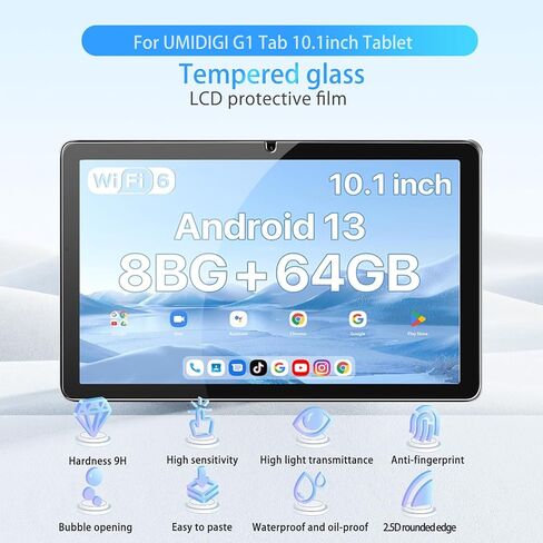 Screen Protector for UMIDIGI G1 Tab 10.1inch, HD Tempered Glass,9h Hardness,Scratch,Anti-Fingerprin,Tempered Glass Film Guard for UMIDIGI G1 Tab[2 Pack] in Saudi Arabia