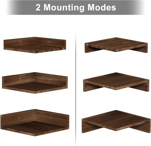 رف حائط زاوية SRIWATANA، أرفف عائمة على الحائط، مجموعة أرفف زاوية من الخشب الريفي مكونة من 3 قطع لغرفة المعيشة وغرفة النوم والمطبخ (أبيض مغسول) in Kuwait