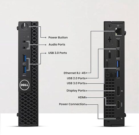 Dell Optiplex 3050 Tiny Computer Micro Tower PC ، معالج Intel Core I5-6500T ، RAM 16GB DDR4 ، 256 جيجابايت SSD ، شاشة 22 بوصة ، HDMI ، Wi-Fi ، لوحة المفاتيح اللاسلكية والماوس ، Windows 11 Pro (متجدد) in Kuwait